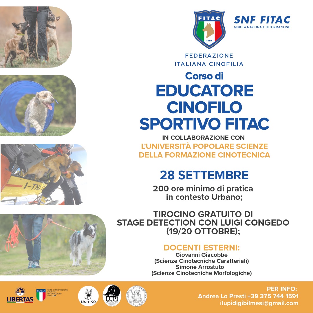 Corso di Educatore Cinofilo Sportivo FITAC